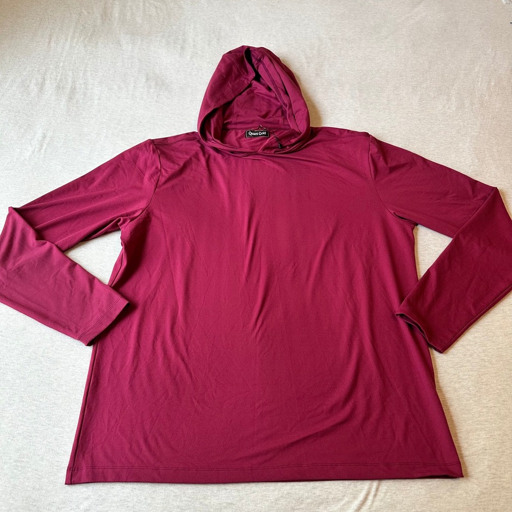 Quiet Golf Mens Lightweight Performance Hoodie Burgundy Long Sleeve Medium